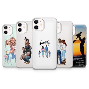 Family Phone Case Illustration Cover for iPhone 13, 12, XR, XS, 8+,7 & Samsung S10, S20, S21, A40, A50, A51, Huawei P20, P30 Lite
