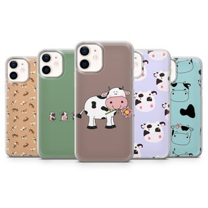 Cute Cow Print Phone Case Moo Cover for iPhone 13, 12, XR, XS, 8+,7 & Samsung S10, S20, S21, A40, A50, A51, Huawei P20, P30 Lite