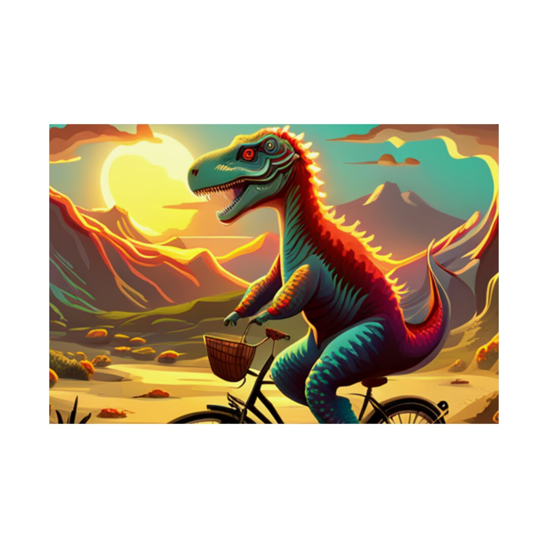 Matte Horizontal Posters Trippy Dinosaur Psychedelic Art Trex on the ...
