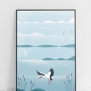 Cartel original de Warmia, arte de la pared de Polonia, cartel de Polonia, cartel de Warmia, cartel de Ermland