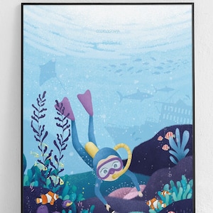 Oceanologist Poster, Science Girl Poster, Ocean Poster