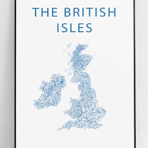 Cartel original de las Islas Británicas, cartel del mapa hidrográfico, cartel de Gran Bretaña