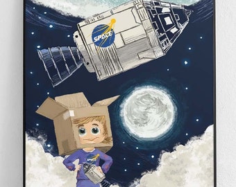 Science Boy Astronomer Poster: Space Art Print