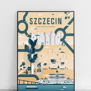 Szczecin City Poster, Szczecin Wall Art, Stettin Poster