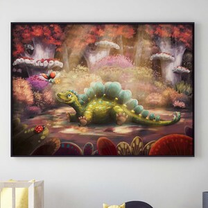 Cartel infantil de dinosaurios Stegosaurus, arte de pared para niños, cartel educativo