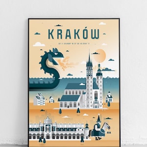 Krakow City Poster, Krakow Wall Art, Krakau Poster