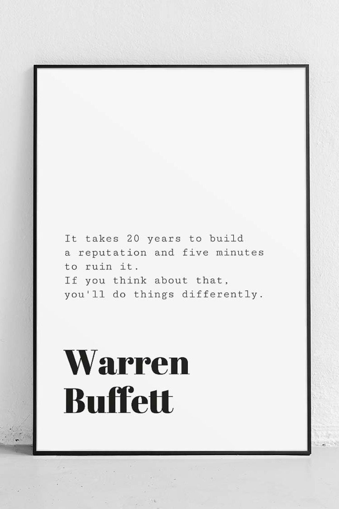Warren Buffet Sticker Reputation Warren Buffett Quote Poster: Reputation Quote Art Print - Etsy