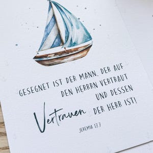 Christliche Postkarte  | Gesegnet ist der Mann, der auf den Herrn vertraut!  | DIN A 6 | Grußkarte mit Bibelvers | Jeremia 17,7