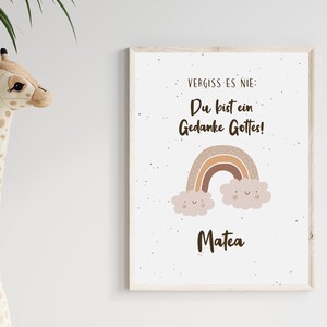 personalisiertes Kinderzimmer Poster - Du bist ein Gedanke Gottes - Regenbogen | PDF | christlich | zum ausdrucken | digital | Boho
