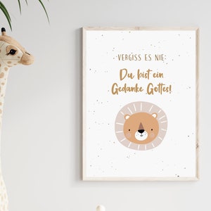 Kinderzimmer Poster - Du bist ein Gedanke Gottes - Löwe | PDF | christlich | zum ausdrucken | digital | Babyzimmer | Boho