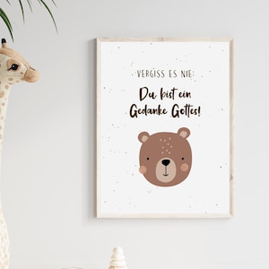 Kinderzimmer Poster - Du bist ein Gedanke Gottes - Bär | PDF | christlich | zum ausdrucken | digital | Babyzimmer | Boho