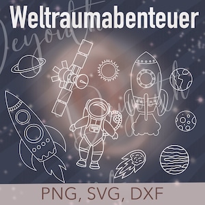Plotter File Kids Space Adventure Set PNG / SVG / DXF Download voor ontwerpen Digitale T-shirt Print of Sticker