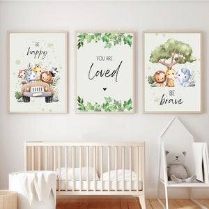 Kinderzimmer Poster - Safari Dschungel Bundle 1 - Englisch | PDF, PNG, JPEG | geliebt | zum ausdrucken | Print | Babyzimmer | Bild|Wandkunst
