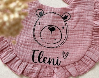 personalisiertes Musselin Halstuch für Babys und Kleinkinder 100% Baumwolle | Lätzchen | Geschenk zur Geburt | Taufe | mit Name