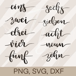 Plotterdatei Zahlen 1-10 Bundle German Geburtstag Cricut Silhouette plotten Design PNG/ SVG/ DXF
