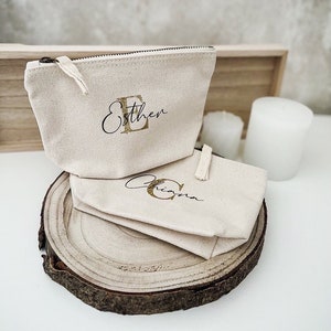 personalisierte Tasche aus Canvas-Baumwolle | Geschenk | kleine Kosmetiktasche mit Namen