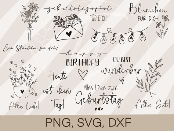 Plotterdatei Sprüche- Bundle Geburtstag 4 Cricut Silhouette plotten Design PNG/ SVG/ DXF