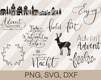 plotter cutting  file Christmas- german christmas bundle 6 Winter Cricut Silhouette Studio plotting Design Scrapbooking heating transfer