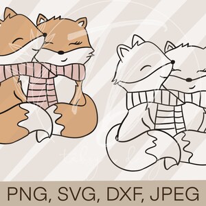 Fichier traceur enfants bébé renard d'hiver animaux PNG / SVG / DXF / Jpeg téléchargement pour les conceptions impression de t-shirt numérique ou autocollant