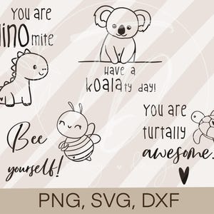 Plotterdatei Wortspiel Englisch Tiere Bundle 2 - PNG/ SVG/ DXF Download für Designs Digital T-shirt Druck oder Sticker