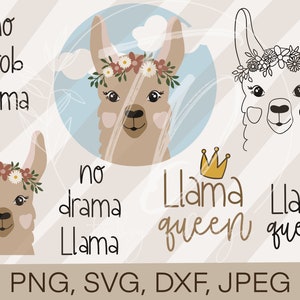 Plotter File Lama Bundle / Kids Set-PNG / SVG / DXF Lama / Lama Télécharger pour Designs Digital T-shirt Print ou Sticker
