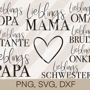Traceur fichier favori Bundle Bundle Family Love Cricut Silhouette Plot Design PNG/ SVG/ DXF