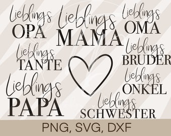 Plotterfil Favoritpaket - Paket Familj Kärlek Cricut Silhouette plotterdesign PNG/SVG/DXF