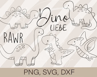 Plotter File Kids Dino Set PNG/ SVG/ DXF Dinosaur T Rex Download for Designs Digital T-shirt Print or Sticker