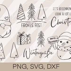 Archivo de trazador Navidad- Paquete de Navidad 11 Adviento de invierno Cricut Silhouette Studio trazado diseño scrapbooking impresión de sublimación