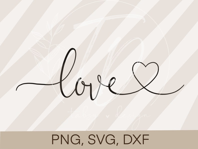 May include: A black and white graphic design of the word "love" with a heart at the end of the word.