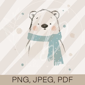 Oso/oso polar - imagen- arte de la pared del bebé de los niños- PNG/ JPEG/ PDF habitación de los niños- archivo trazador- sublimación- descarga digital
