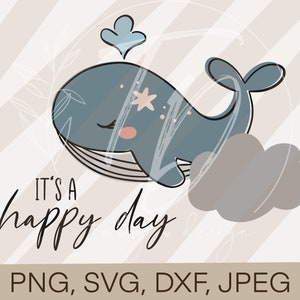Plotterdatei Kinder Baby- Wal Hai Meer Tiere PNG/ SVG/ DXF/ Jpeg Download für Designs Digital T-shirt Druck oder Sticker