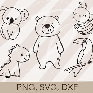 Plotterdatei Kinder Tier-Bundle 2 - PNG/ SVG/ DXF Download für Designs Digital T-shirt Druck oder Sticker