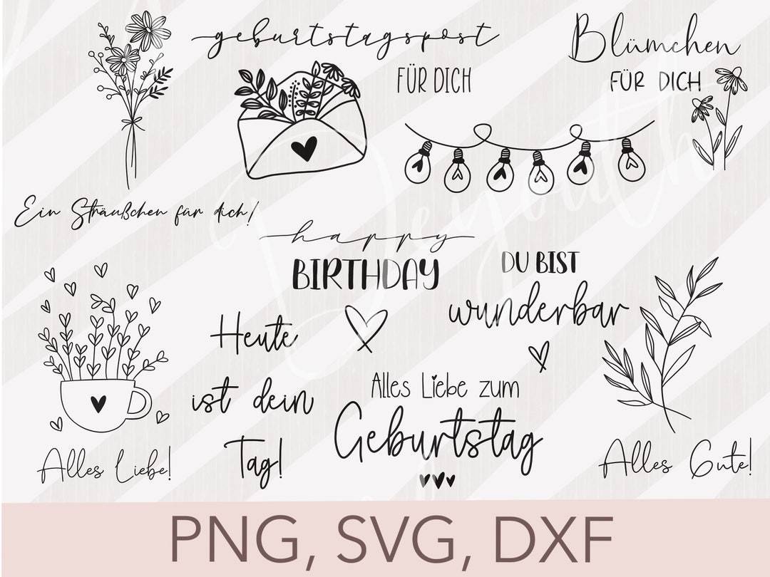 Plotterdatei Sprüche Bundle Geburtstag 4 Cricut Silhouette Etsy.de