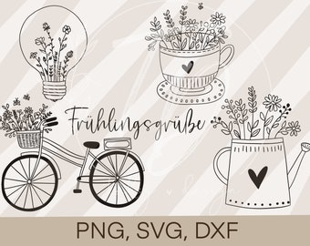 Plotterdatei Frühling- Frühlingsbundle 1 Cricut Silhouette Studio plotten Design Scrapbooking Sublimationsdruck PNG/ SVG/ DXF