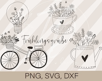 Primavera de archivo de trazador - paquete de primavera 1 Cricut Silhouette Studio trazado diseño scrapbooking sublimación impresión PNG/ SVG/ DXF