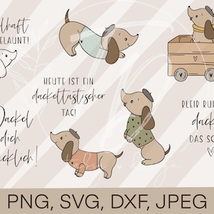 Fichier de traceur Teckel Bundle - PNG/ SVG/ DXF Télécharger pour les conceptions Impression numérique de t-shirts ou autocollants