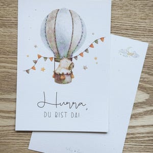 Karte zur Geburt | Hurra, du bist da! | DIN A 6 | Capybara | Luftballon | Grußkarte