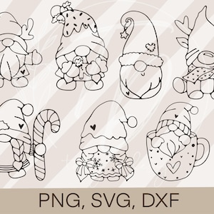 Archivo de trazador Navidad- Paquete de gnomos de Navidad Invierno Adviento Cricut Silhouette Studio trazado diseño scrapbooking impresión de sublimación