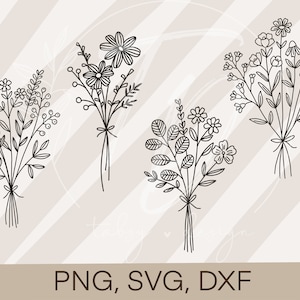 Plotterdatei Frühling- Blumenstrauß-Bundle Ostern Cricut Silhouette Studio plotten Design Scrapbooking Sublimationsdruck PNG/ SVG/ DXF