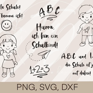 Plotterdatei Einschulung Bundle 2 - Schulkind PNG/ SVG/ DXF Download für Designs Digital T-shirt Druck oder Sticker