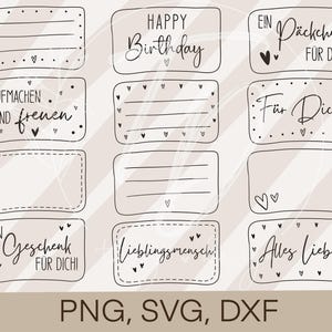 Etiquetas de archivos de trazador - paquete de etiquetas 2 recuerdos de cumpleaños Cricut Silhouette pegatina de diseño de trazado PNG/ SVG/ DXF