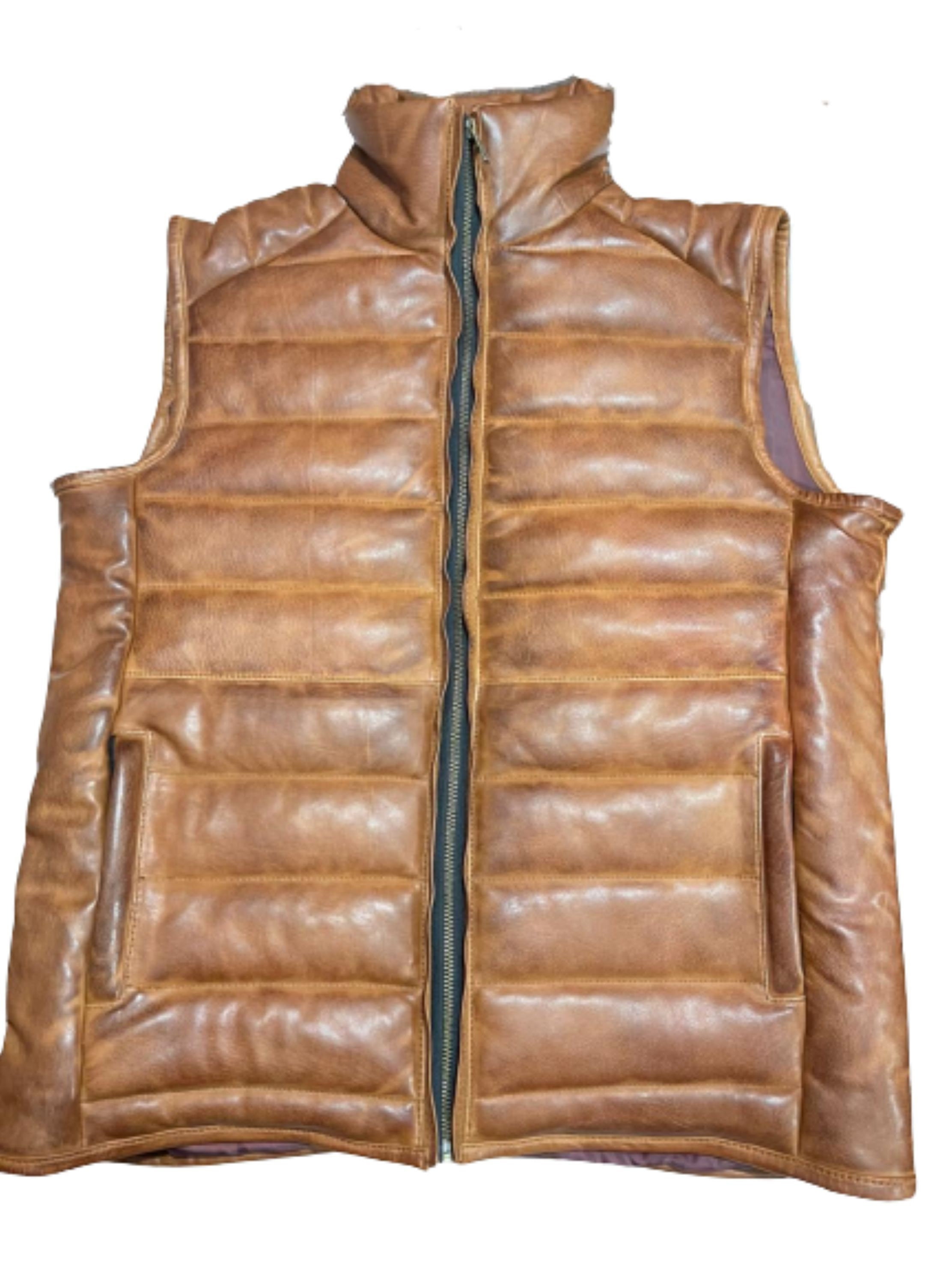 Leather Puffer Vest - Etsy