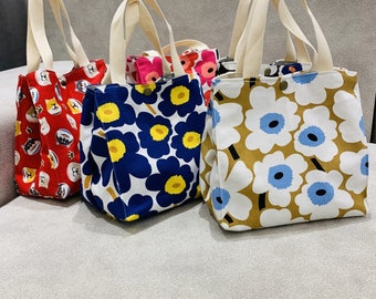 Floral Canvas Bag, Floral Handbag, Shoulder Bag,Reusable Lunch Bag,Cute Canvas Bag
