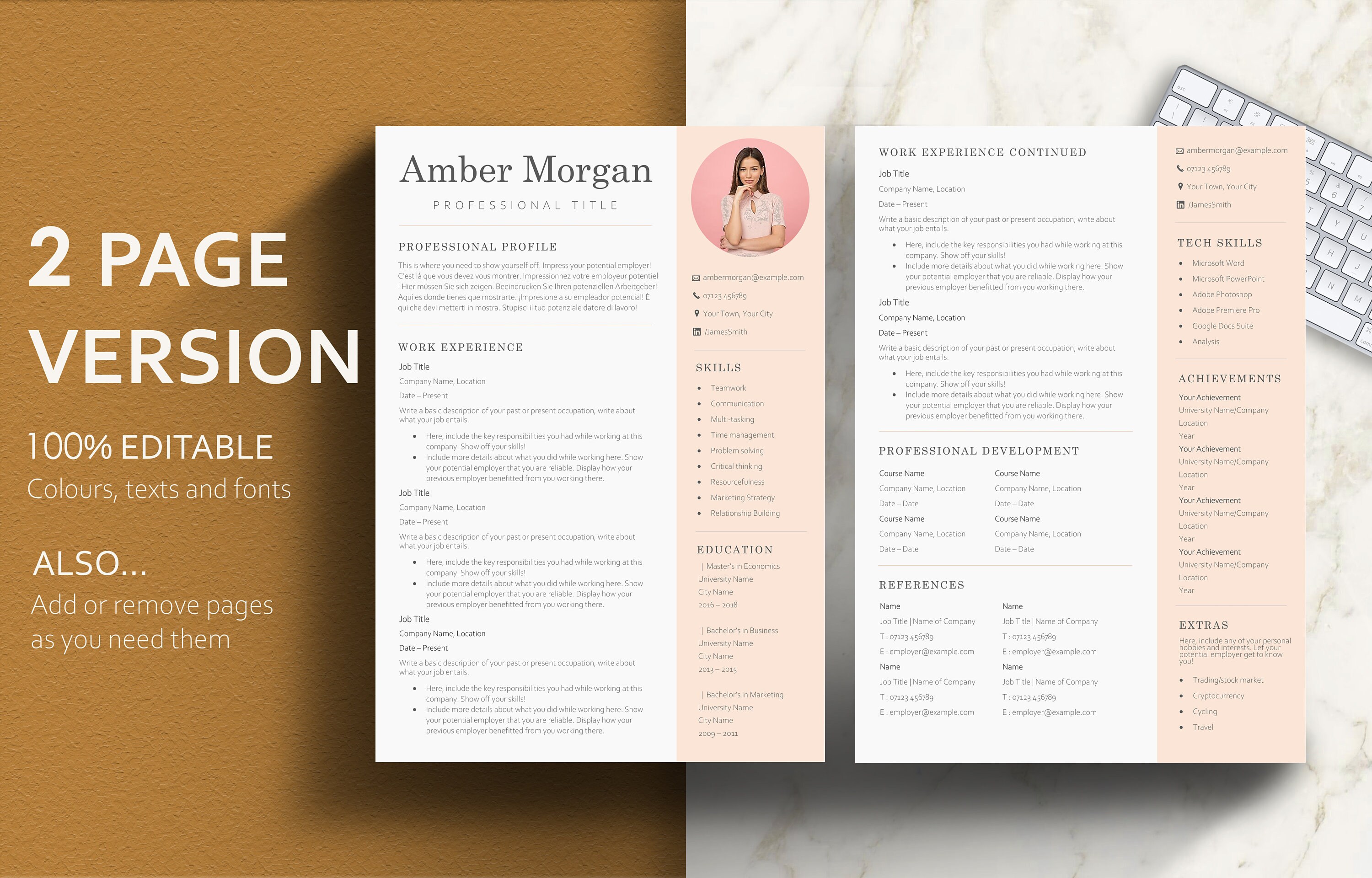 Creative Professional Resume Template With Photo, Modern Executive CV ...