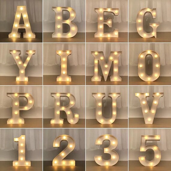 Alphabet Letter LED Lights and Luminous Number Lamp Etsy