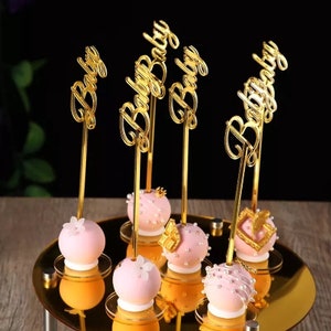 Personalized Gold Acrylic Cake Pop Sticks 1pc