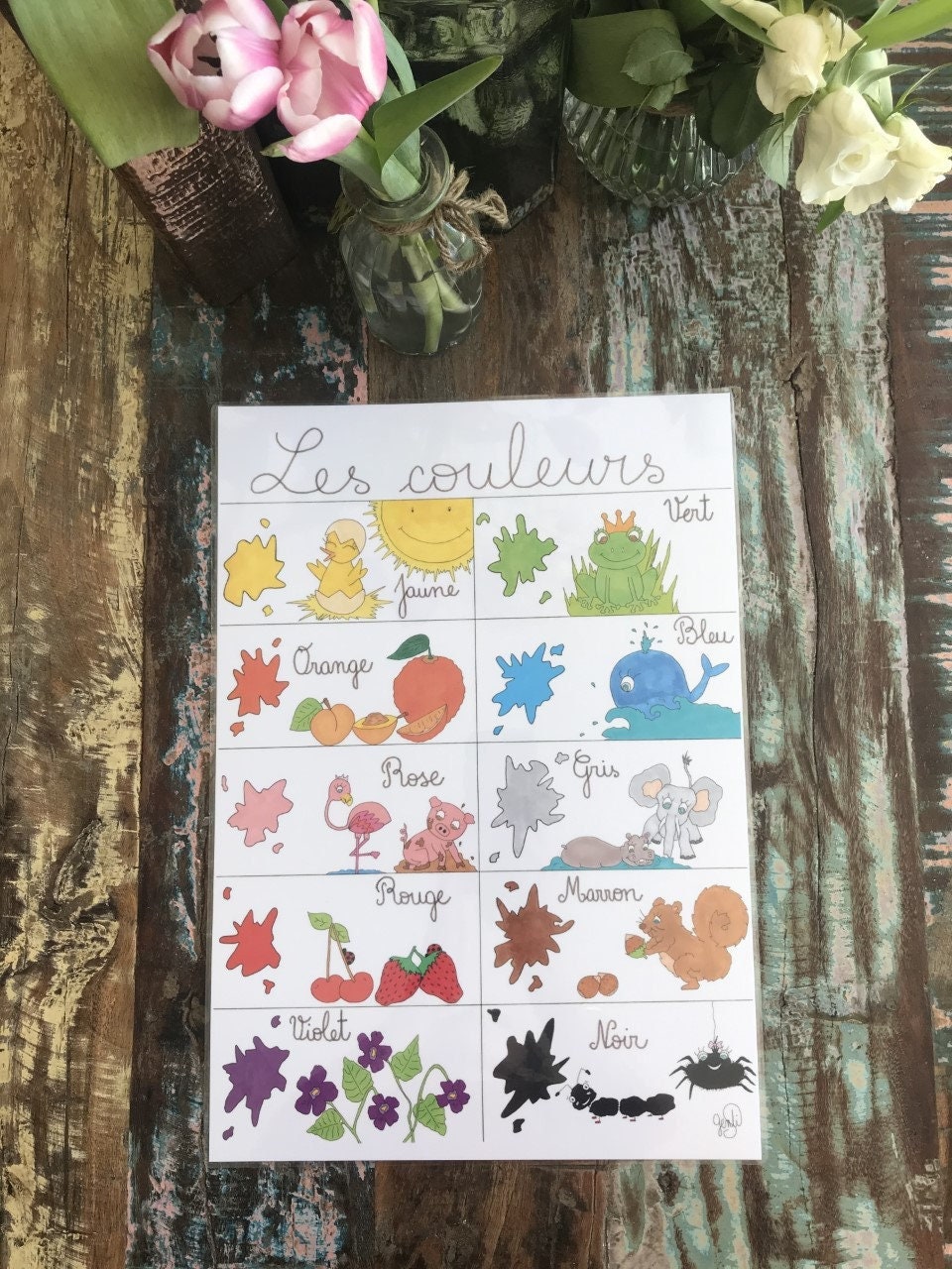 Affciche J'apprends Les Couleurs