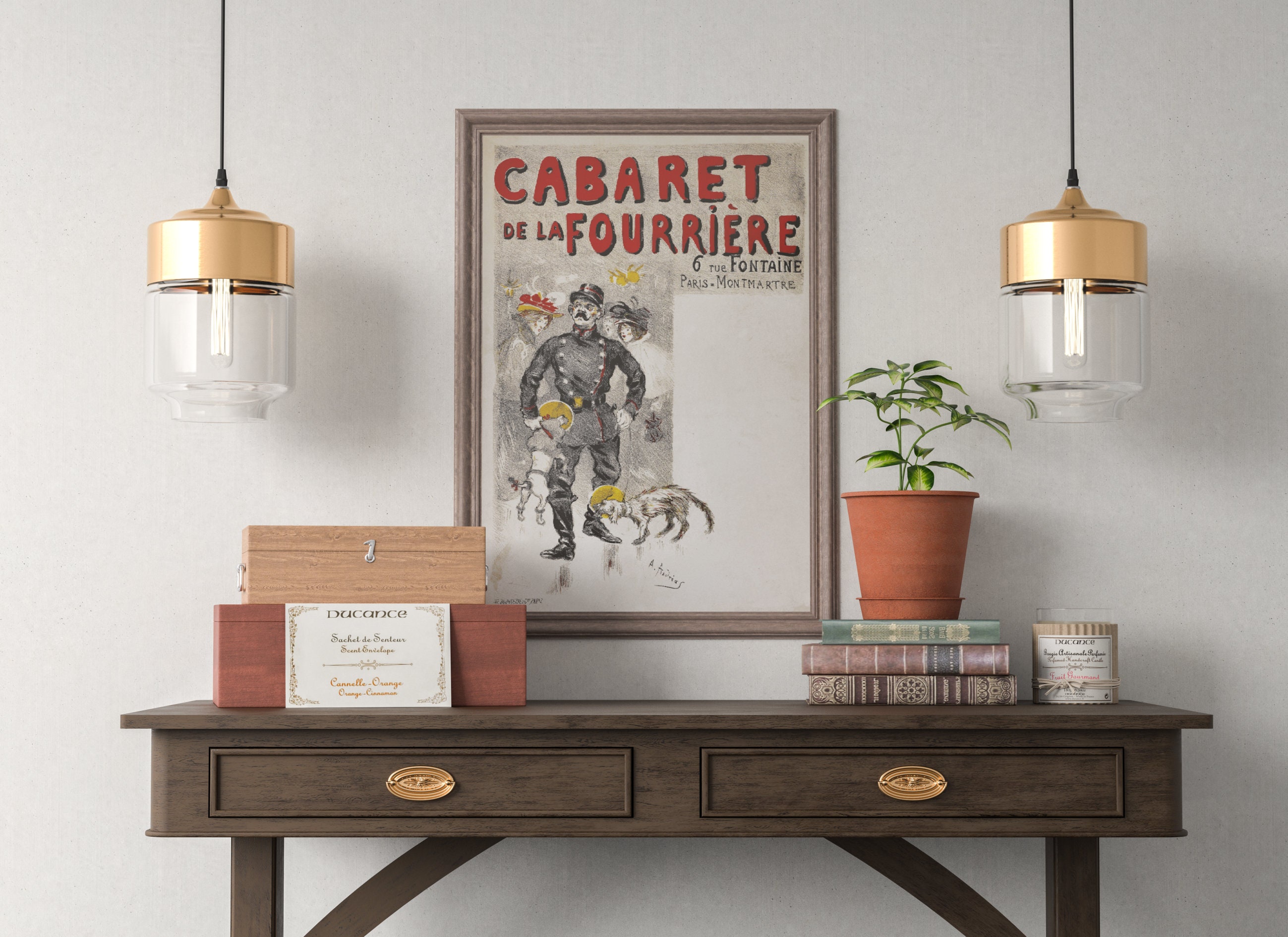 Affiche Ancienne Vintage Cabaret de La Fourrière, Paris Montmartre, Affiche d'avant 1900 Signée Andr