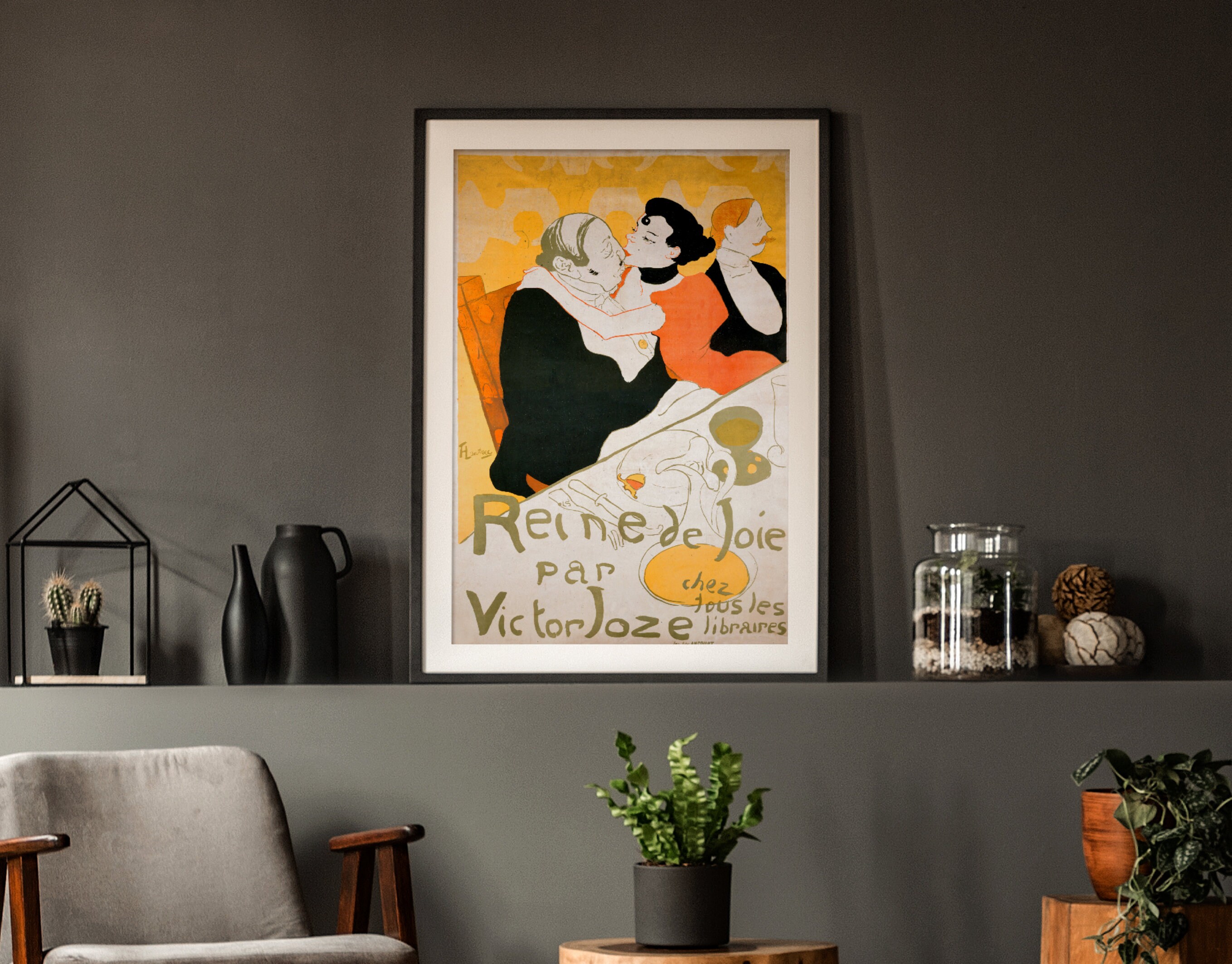 Affiche Style Exposition Artistique, Reine de Joie Toulouse-Lautrec, Affiche Publicitaire Vintage 18